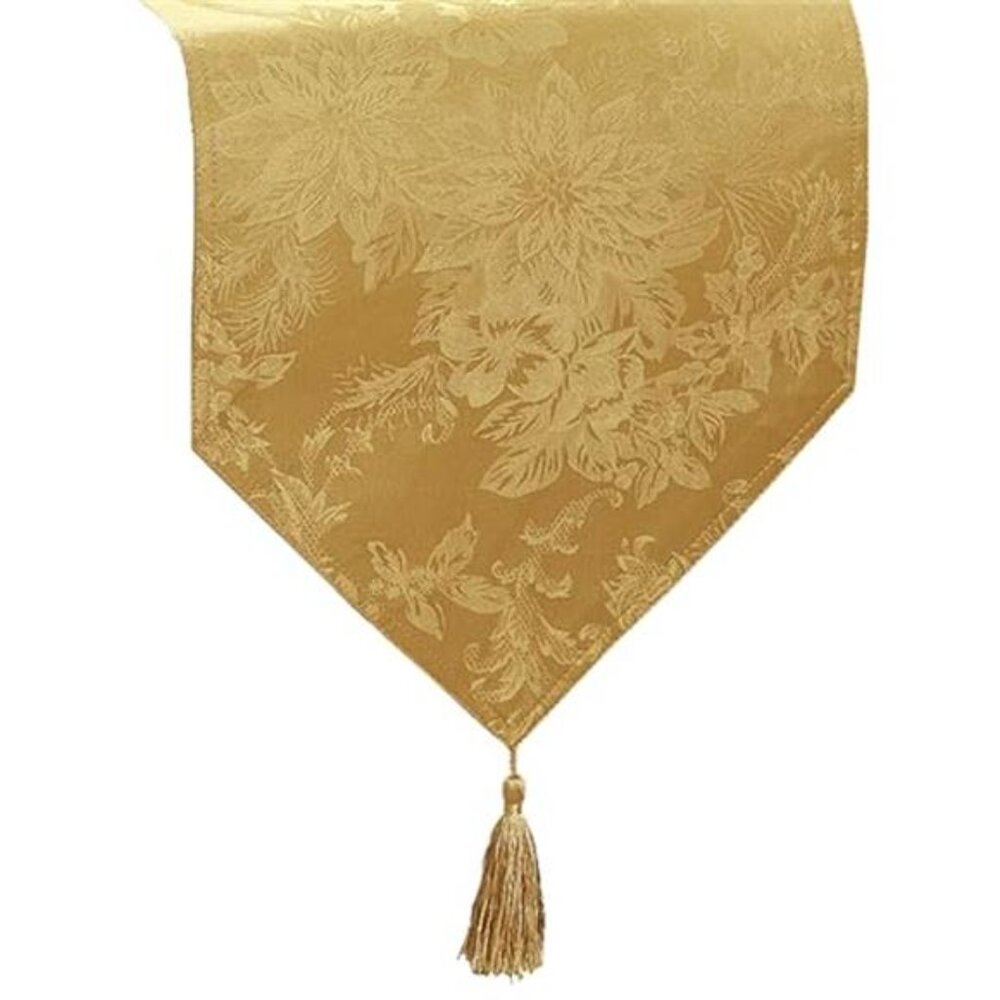 poinsettia holiday table runner gold jacquard festive table decor centerpiece 13